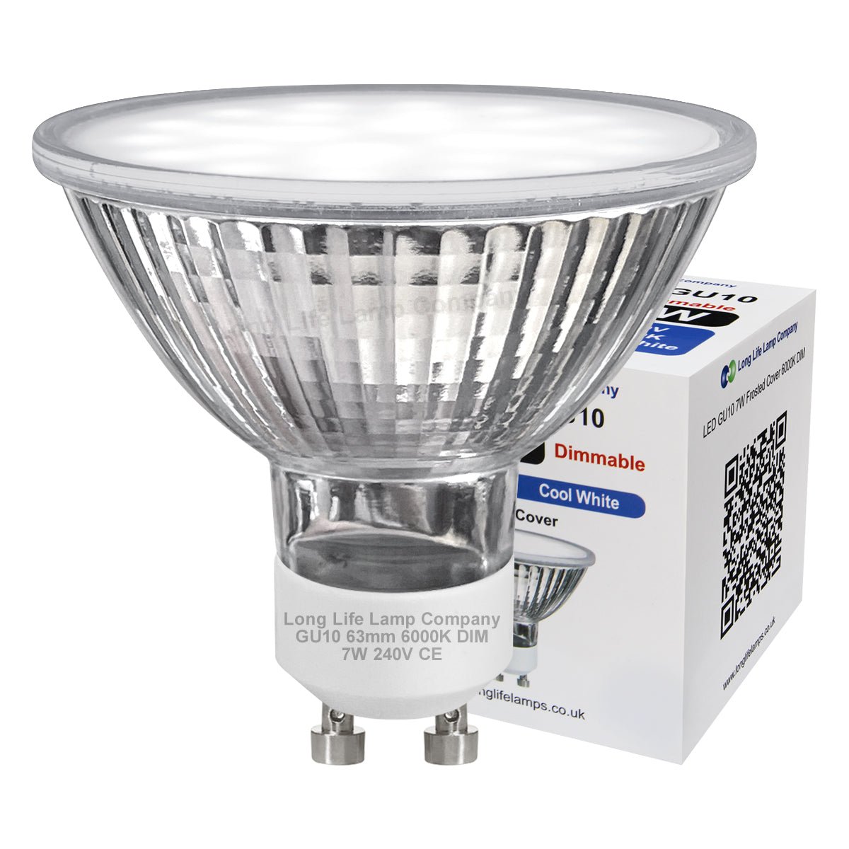 LED 63mm GU10 Dimmable Cool White 7w Frosted Cover 240v - Energy Light Bulbs - Free delivery on all orders
