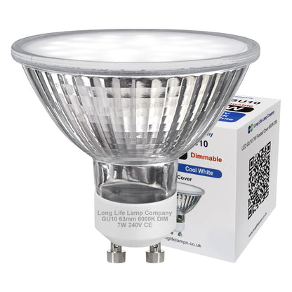 LED 63mm GU10 Dimmable Cool White 7w Frosted Cover 240v - Energy Light Bulbs - Free delivery on all orders