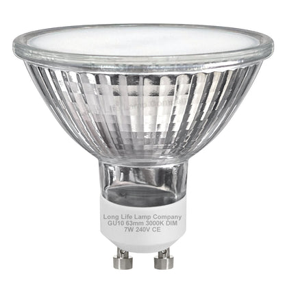 LED 63mm GU10 Dimmable Warm White 7w Frosted Cover 240v - Energy Light Bulbs - Free delivery on all orders