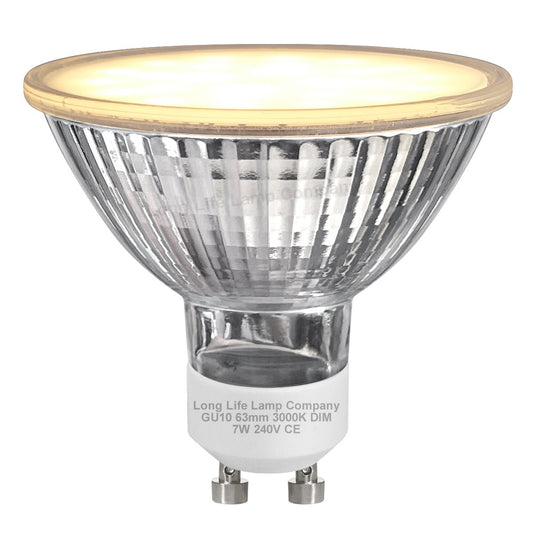 LED 63mm GU10 Dimmable Warm White 7w Frosted Cover 240v - Energy Light Bulbs - Free delivery on all orders