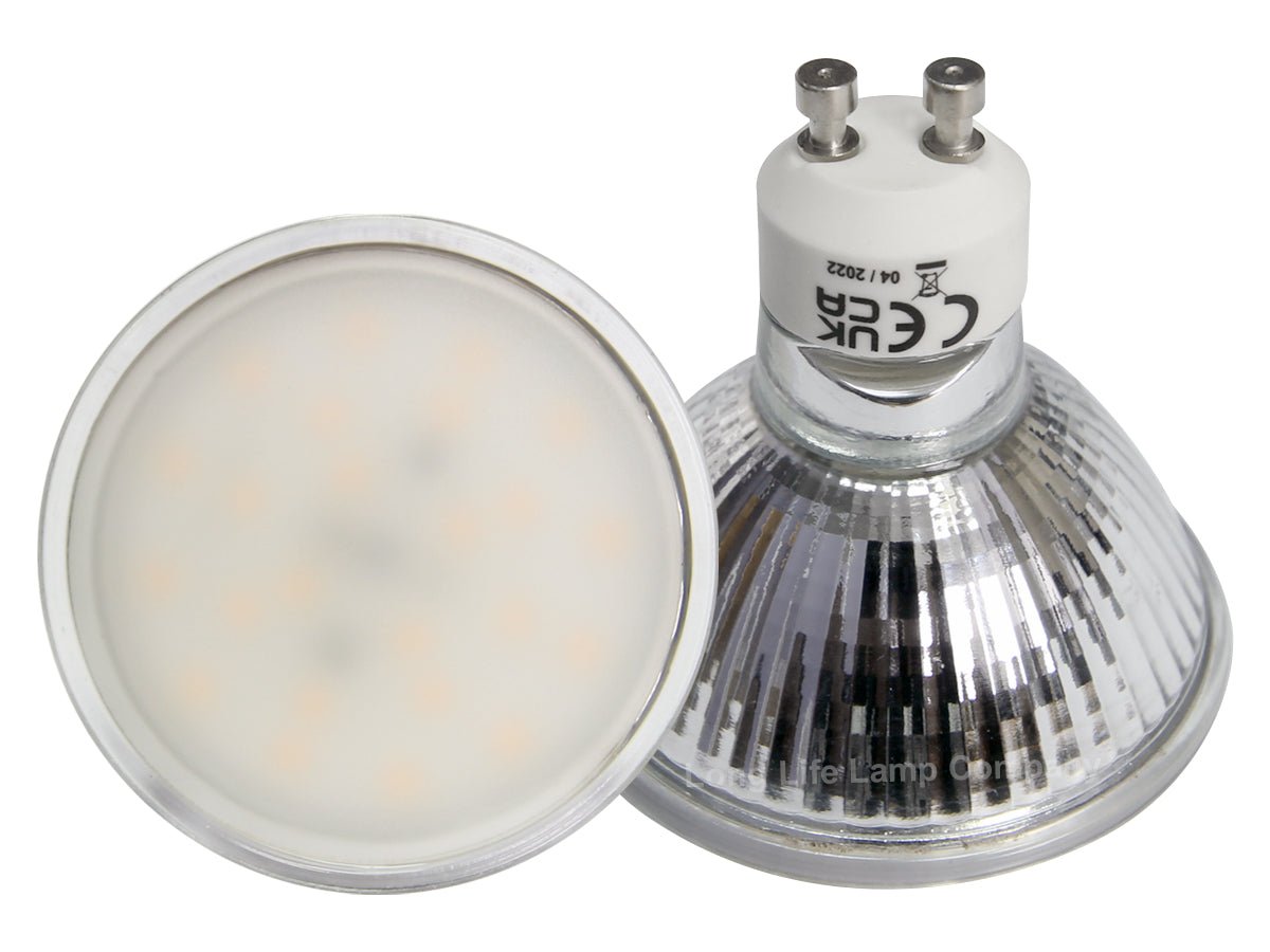 LED 63mm GU10 Warm White 7w Frosted Cover 240v - Energy Light Bulbs - Free delivery on all orders