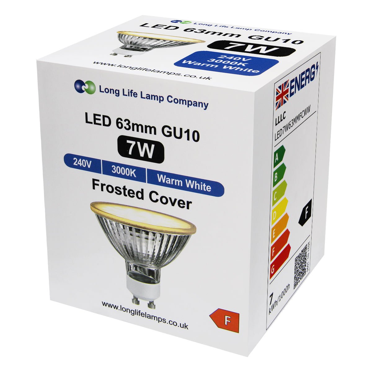 LED 63mm GU10 Warm White 7w Frosted Cover 240v - Energy Light Bulbs - Free delivery on all orders