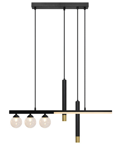 LED Bar 5 Light Black Ceiling Pendant Light Mini Glass Globes Slim Tubular - Energy Light Bulbs - Free delivery on all orders