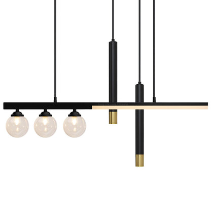 LED Bar 5 Light Black Ceiling Pendant Light Mini Glass Globes Slim Tubular - Energy Light Bulbs - Free delivery on all orders