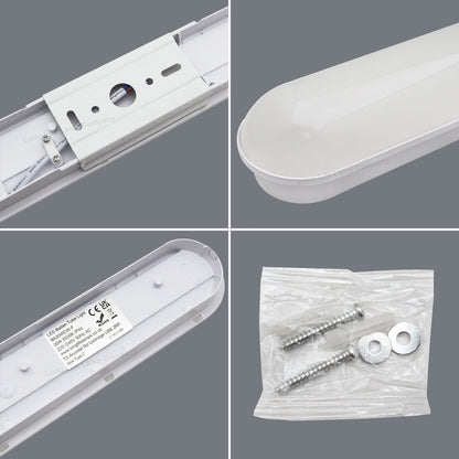 LED Batten Light 2ft Opal Integrated Tube Light Cool White 6500K Ceiling Fitting IP44 - Energy Light Bulbs - Free delivery on all orders