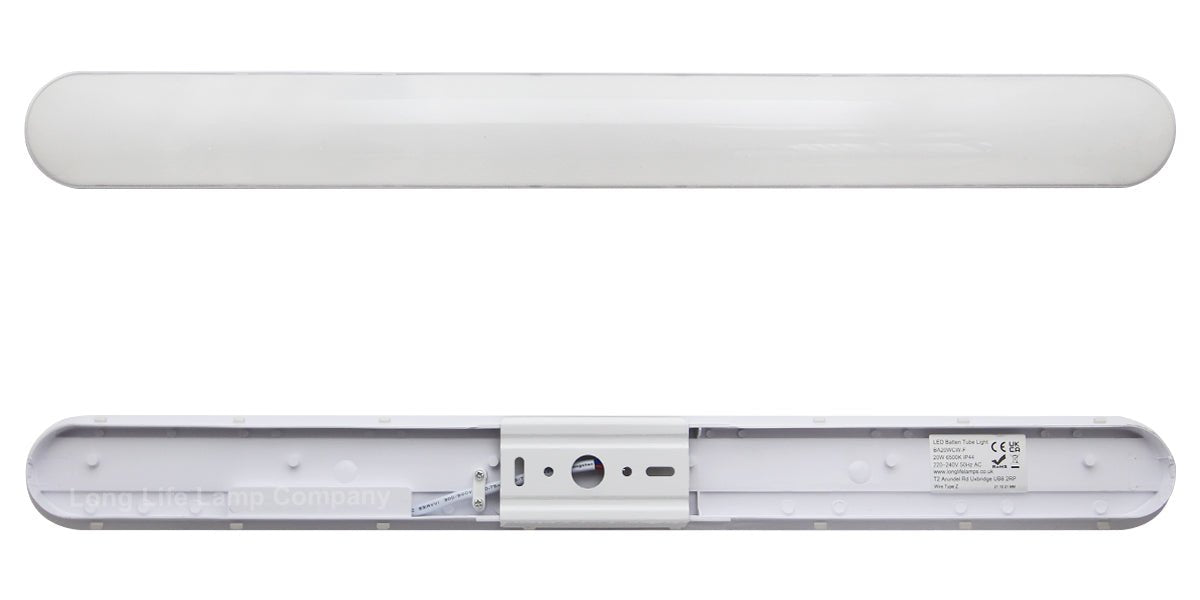 LED Batten Light 2ft Opal Integrated Tube Light Cool White 6500K Ceiling Fitting IP44 - Energy Light Bulbs - Free delivery on all orders
