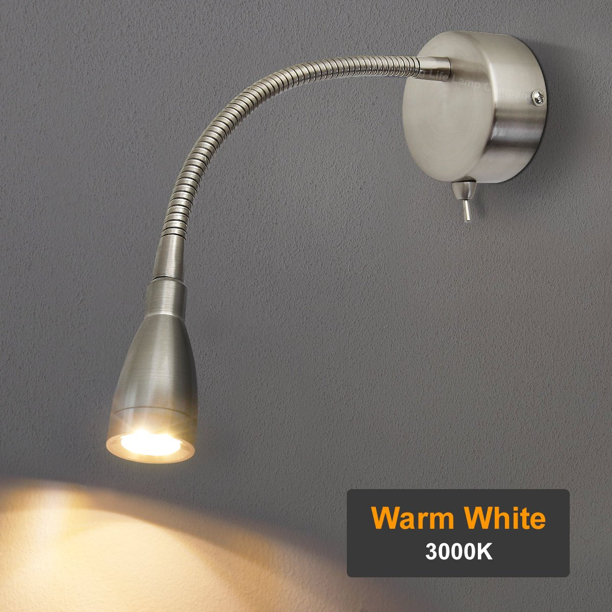 LED Bedside Reading Wall Light Switched Flexible Arm Headboard Light Warm White - Energy Light Bulbs - Free delivery on all orders