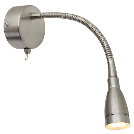 LED Bedside Reading Wall Light Switched Flexible Arm Headboard Light Warm White - Energy Light Bulbs - Free delivery on all orders