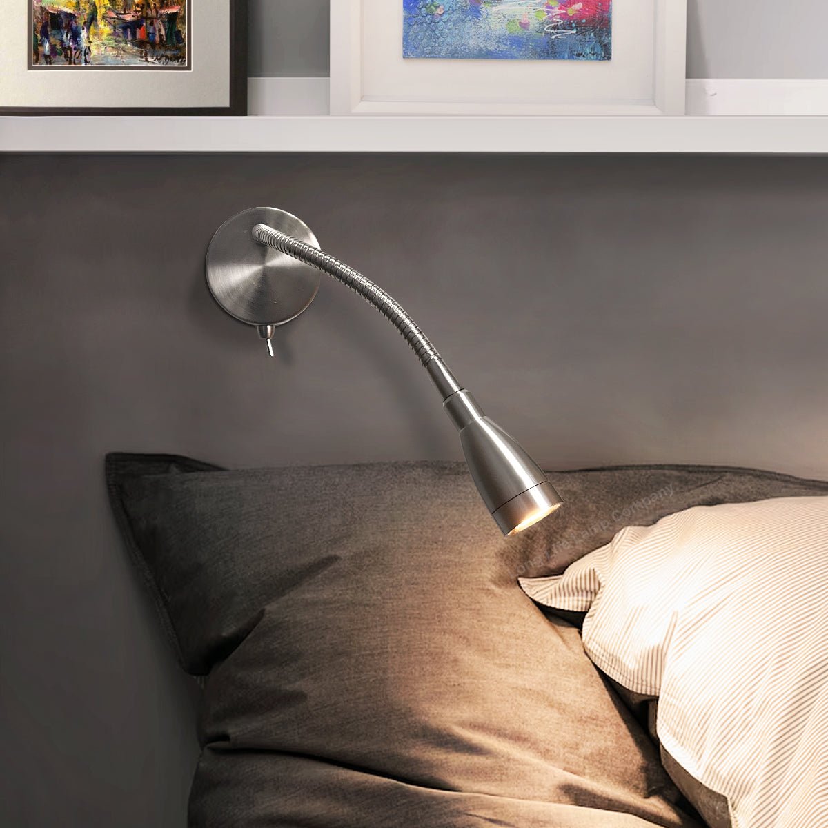 LED Bedside Reading Wall Light Switched Flexible Arm Headboard Light Warm White - Energy Light Bulbs - Free delivery on all orders
