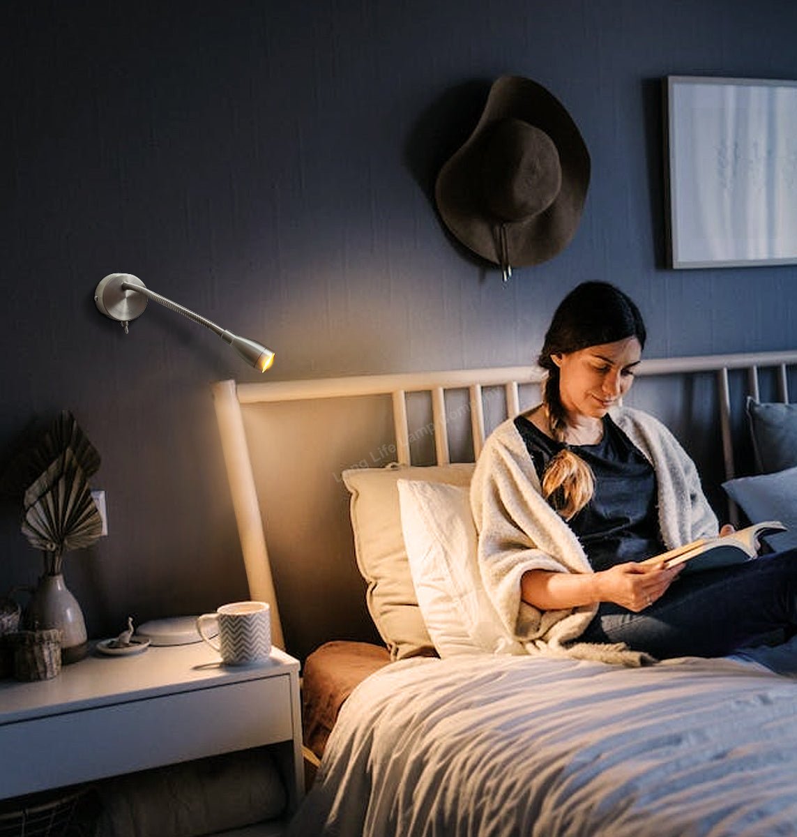 LED Bedside Reading Wall Light Switched Flexible Arm Headboard Light Warm White - Energy Light Bulbs - Free delivery on all orders
