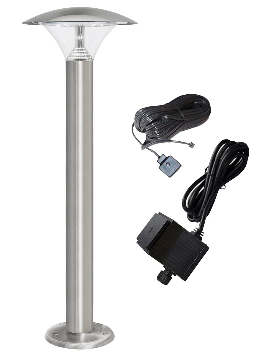 LED Bollard Modern Stainless Steel Garden Lamp Post Cool White Light with 12v Transformer - Energy Light Bulbs - Free delivery on all orders