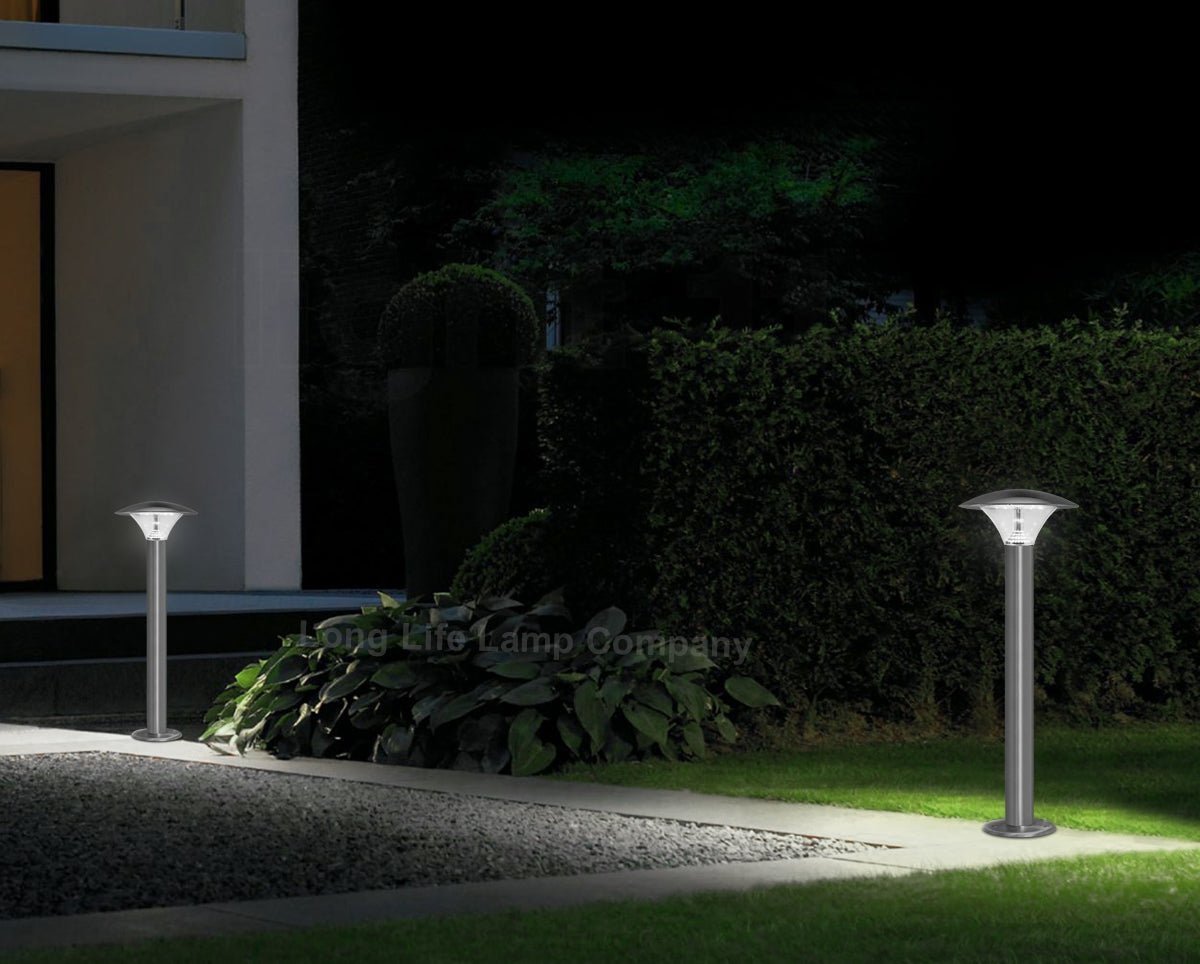 LED Bollard Modern Stainless Steel Garden Lamp Post Cool White Light with 12v Transformer - Energy Light Bulbs - Free delivery on all orders