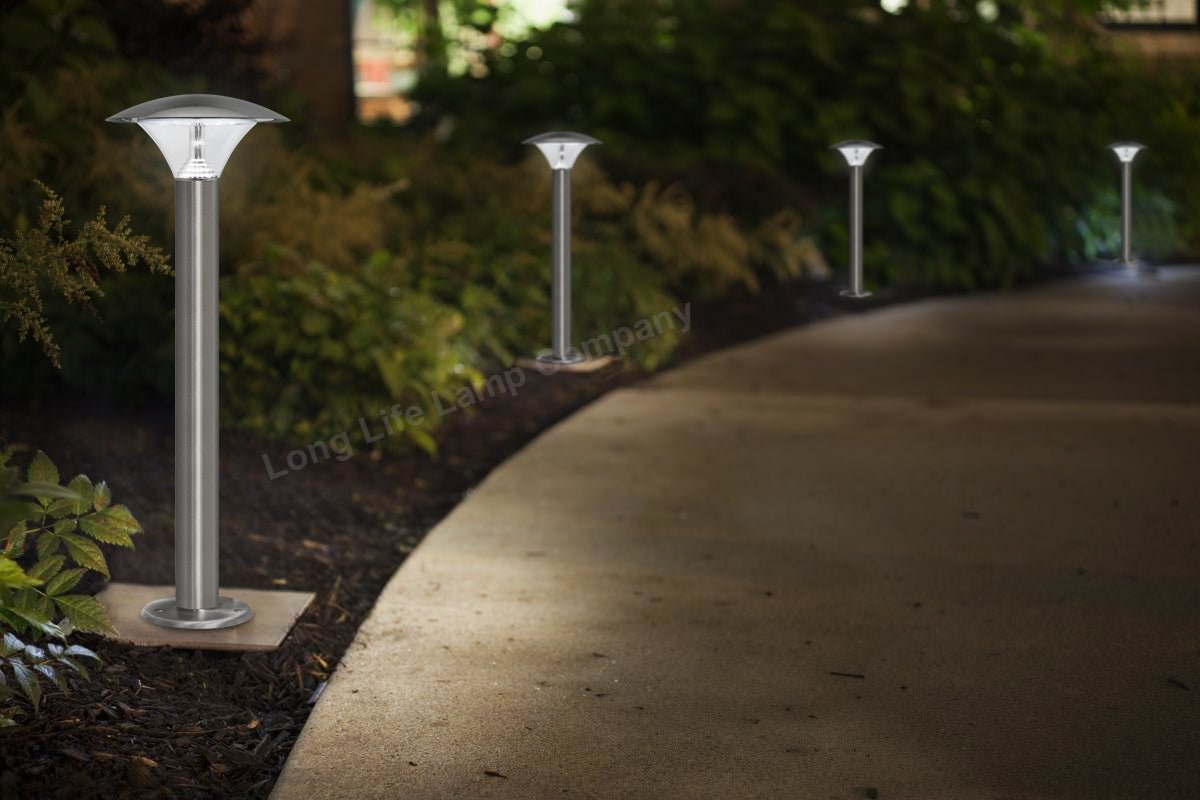 LED Bollard Modern Stainless Steel Garden Lamp Post Cool White Light with 12v Transformer - Energy Light Bulbs - Free delivery on all orders