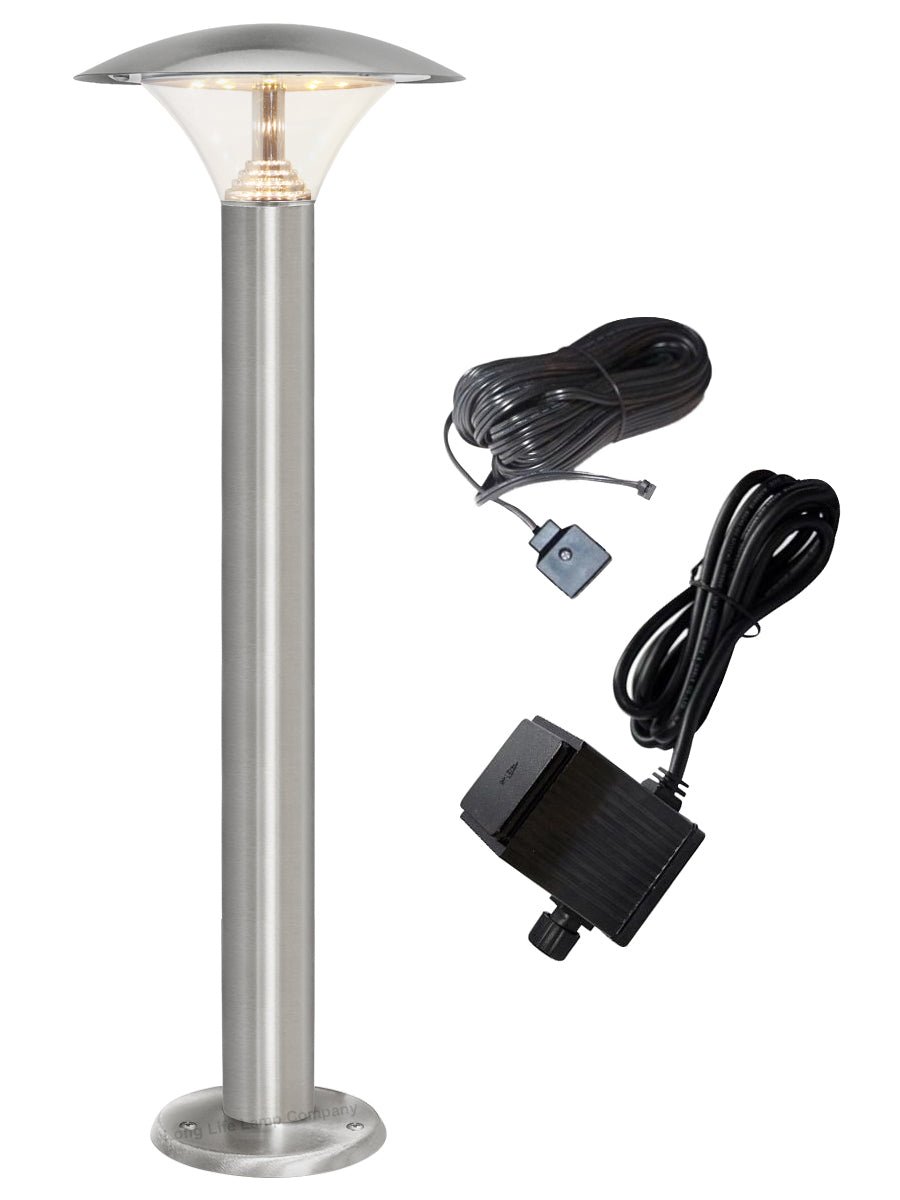 LED Bollard Modern Stainless Steel Garden Lamp Post Warm White Light with 12v Transformer - Energy Light Bulbs - Free delivery on all orders