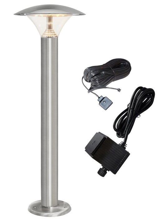 LED Bollard Modern Stainless Steel Garden Lamp Post Warm White Light with 12v Transformer - Energy Light Bulbs - Free delivery on all orders