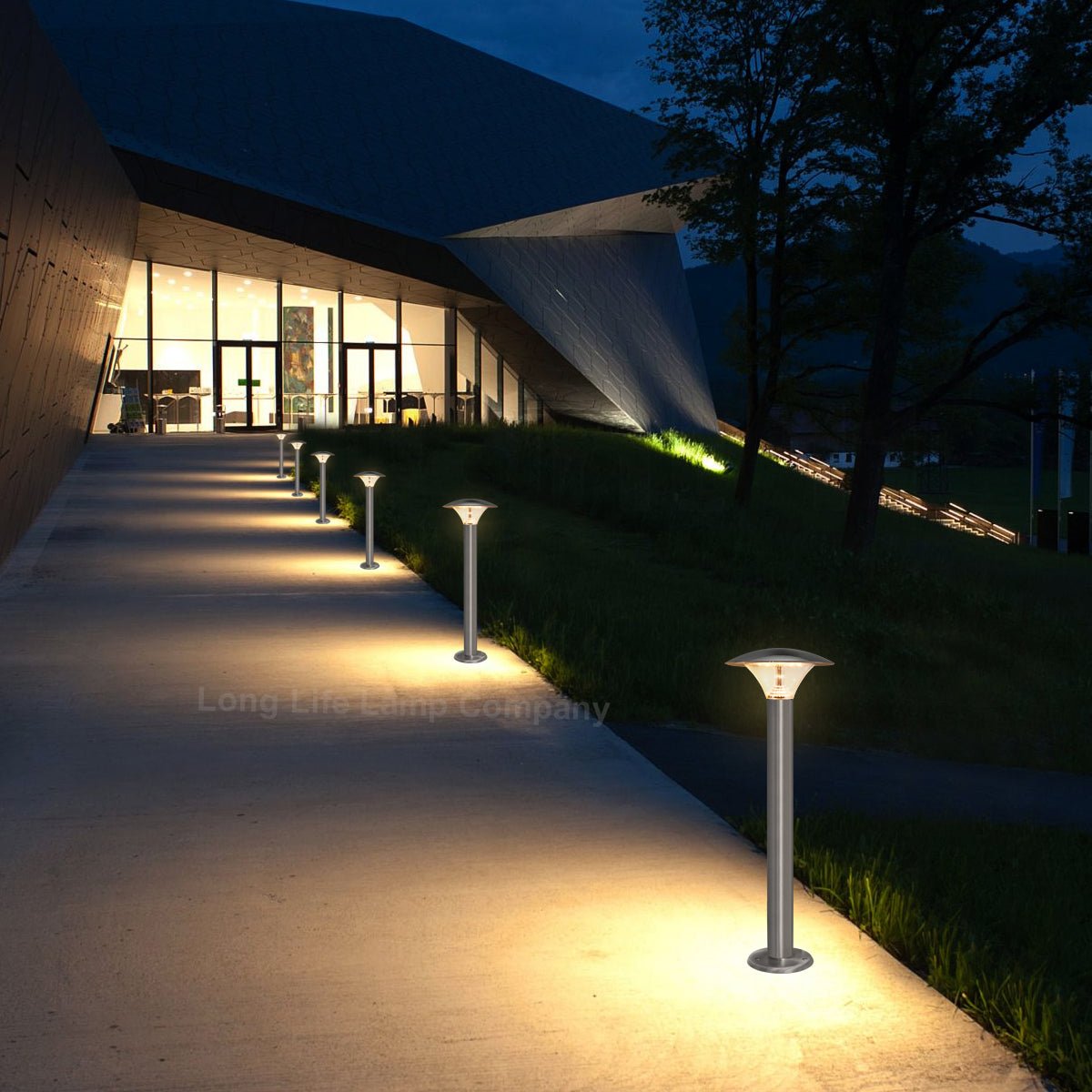LED Bollard Modern Stainless Steel Garden Lamp Post Warm White Light with 12v Transformer - Energy Light Bulbs - Free delivery on all orders