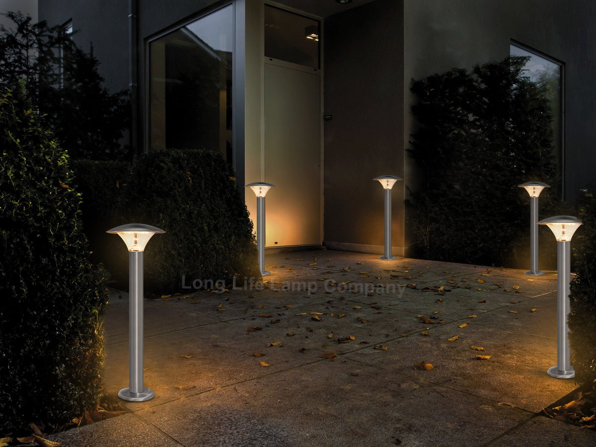 LED Bollard Modern Stainless Steel Garden Lamp Post Warm White Light with 12v Transformer - Energy Light Bulbs - Free delivery on all orders