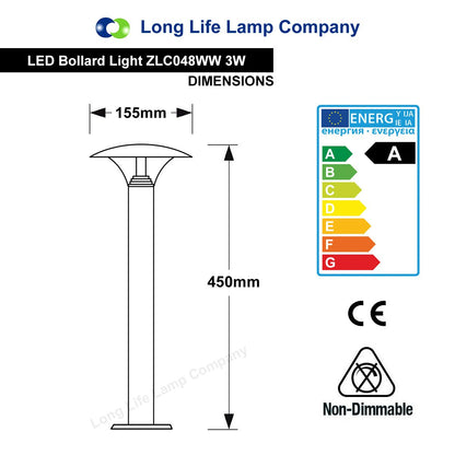LED Bollard Modern Stainless Steel Garden Lamp Post Warm White Light with 12v Transformer - Energy Light Bulbs - Free delivery on all orders