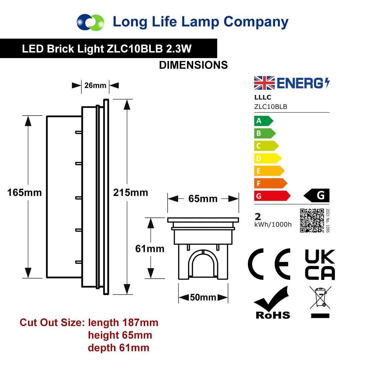 LED Brick Light LED Garden Wall Light Blue Colour Energy Saving ZLC10BLB - Free delivery on all orders