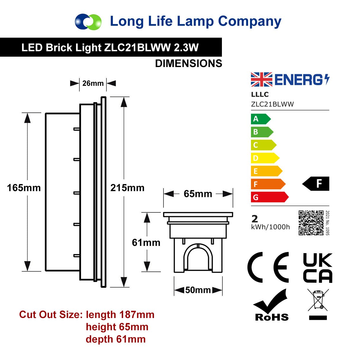 LED Brick Light Outdoor Wall Light Pathway Step Light Warm White ZLC21BLWW - Free delivery on all orders