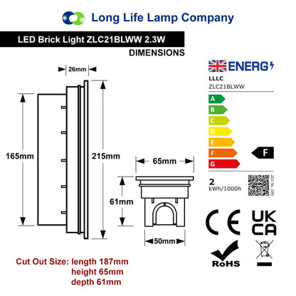 LED Brick Light Outdoor Wall Light Pathway Step Light Warm White ZLC21BLWW - Free delivery on all orders