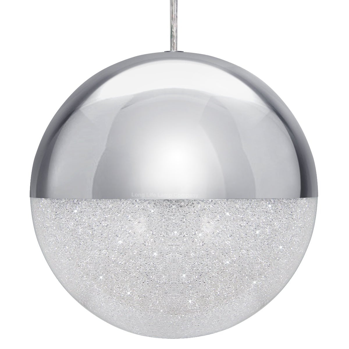 LED Ceiling Chrome Glass Globe Pendant Light CCT Natural Cool Warm White - Energy Light Bulbs - Free delivery on all orders