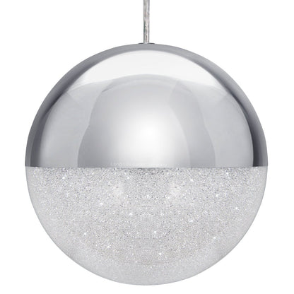 LED Ceiling Chrome Glass Globe Pendant Light CCT Natural Cool Warm White - Energy Light Bulbs - Free delivery on all orders