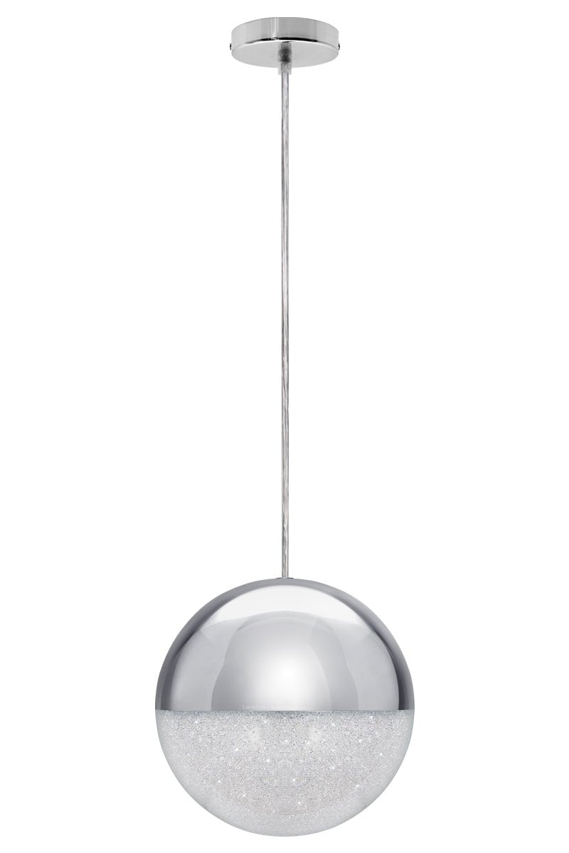 LED Ceiling Chrome Glass Globe Pendant Light CCT Natural Cool Warm White - Energy Light Bulbs - Free delivery on all orders