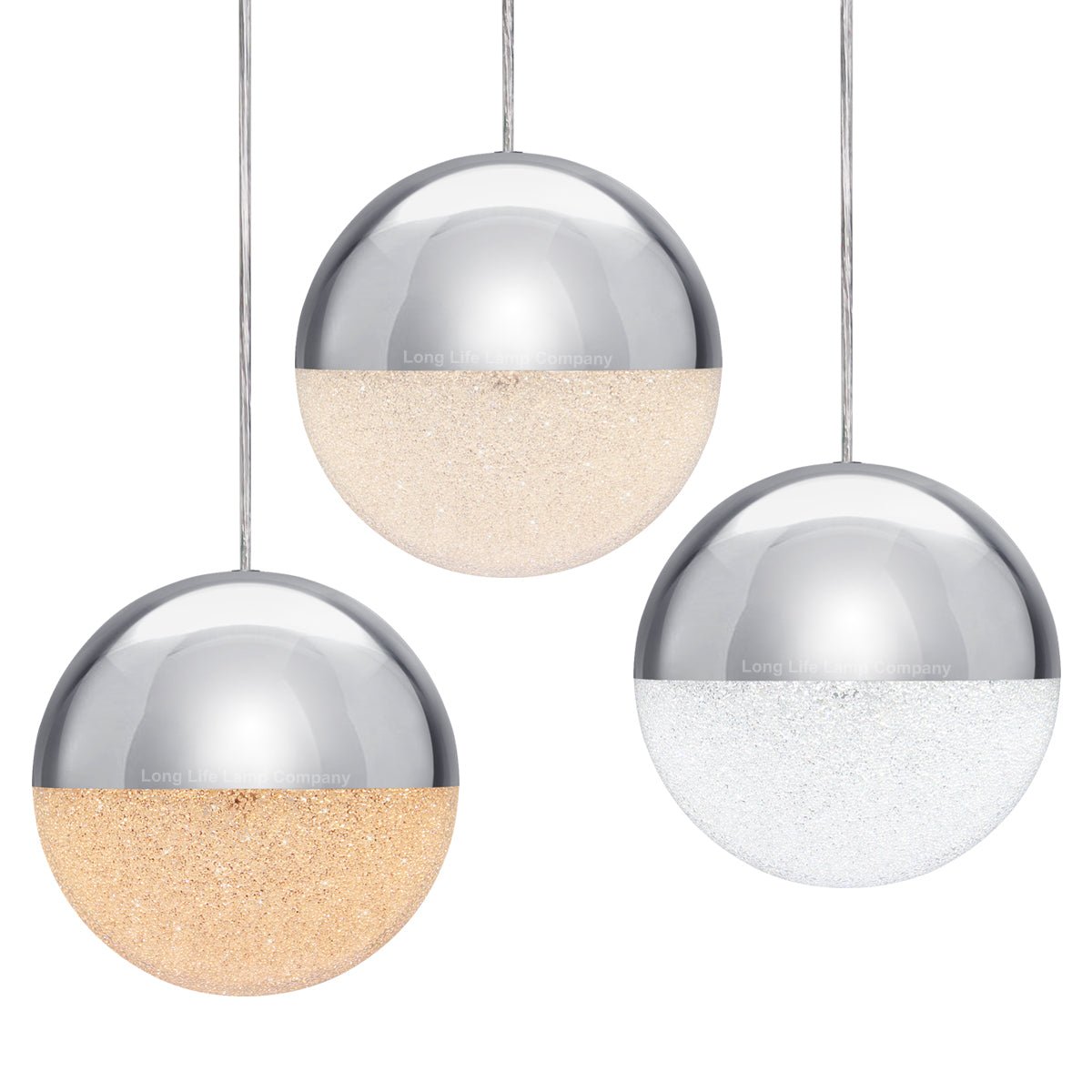 LED Ceiling Chrome Glass Globe Pendant Light CCT Natural Cool Warm White - Energy Light Bulbs - Free delivery on all orders