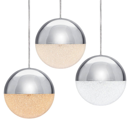 LED Ceiling Chrome Glass Globe Pendant Light CCT Natural Cool Warm White - Energy Light Bulbs - Free delivery on all orders