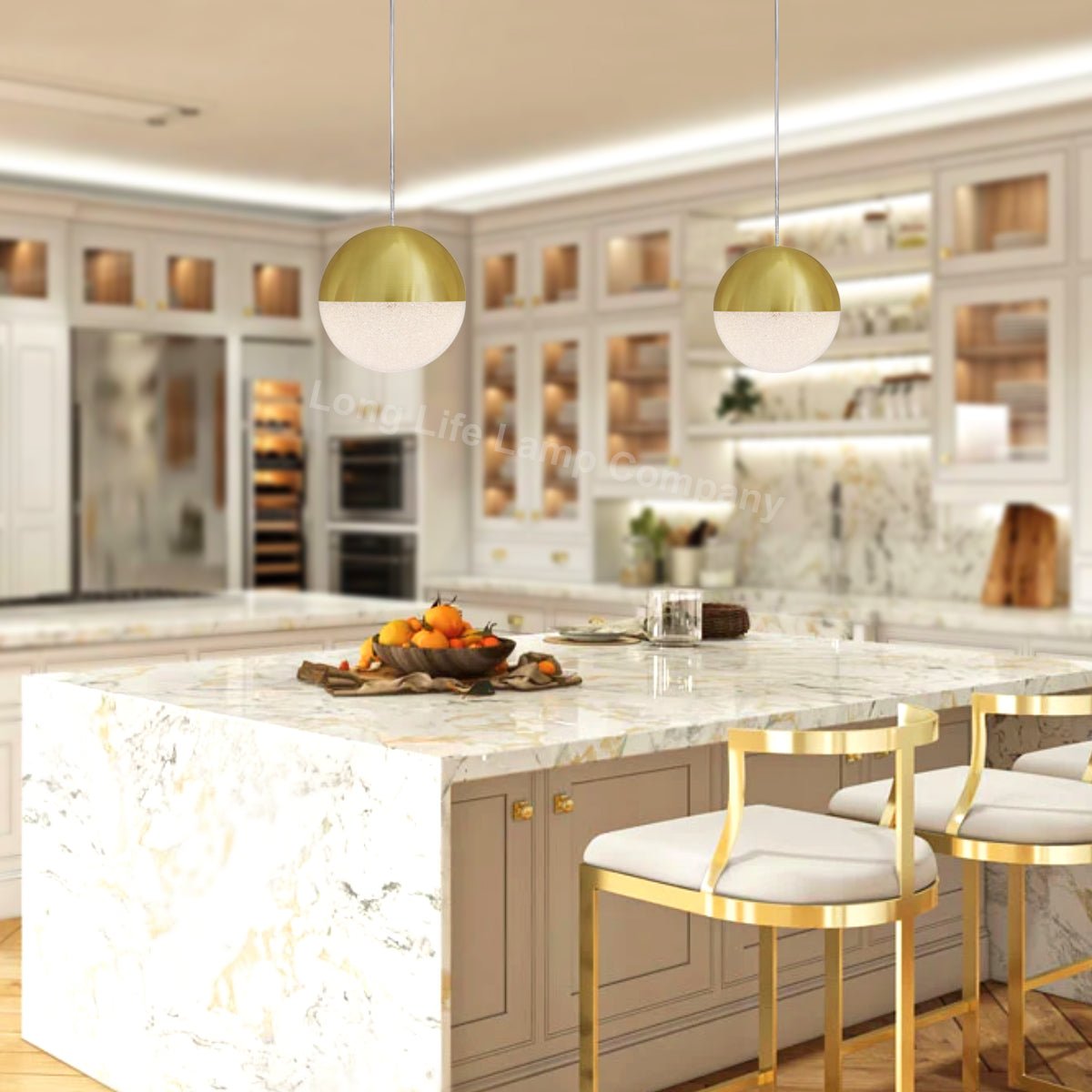 LED Ceiling Gold Glass Globe Pendant Light CCT Natural Cool Warm White - Energy Light Bulbs - Free delivery on all orders