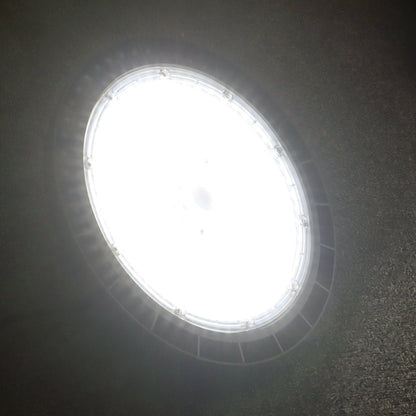 6500K Cool White 150W LED UFO high bay light for bright warehouse, factory and workshop illumination
