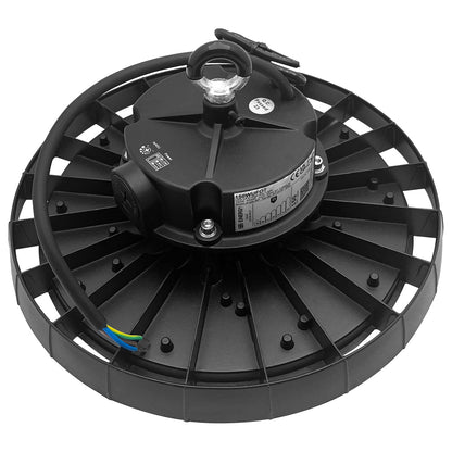 Commercial 150W LED UFO high bay light with IP65 protection and 6500K Cool White illumination