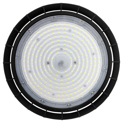 150W UFO LED high bay light with 6500K Cool White output for warehouses, workshops and factory lighting
