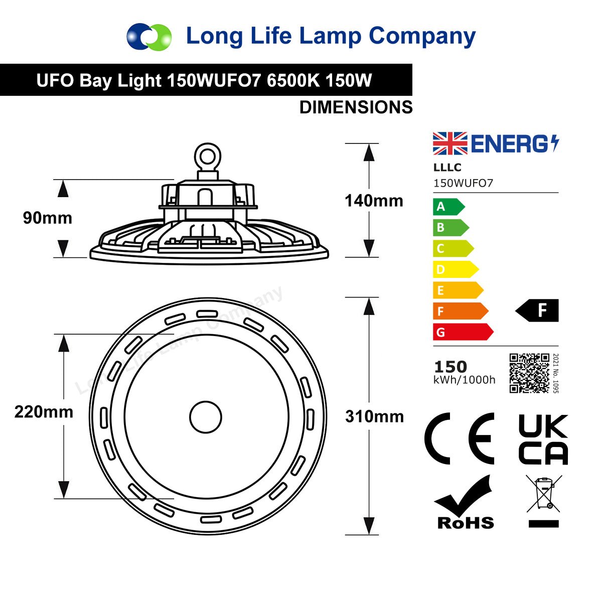 LED Ceiling High Bay Light 150w 6500k IP65 Ultra Bright for Industrial Warehouse Workshops - Energy Light Bulbs - Free delivery on all orders
