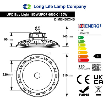 LED Ceiling High Bay Light 150w 6500k IP65 Ultra Bright for Industrial Warehouse Workshops - Energy Light Bulbs - Free delivery on all orders