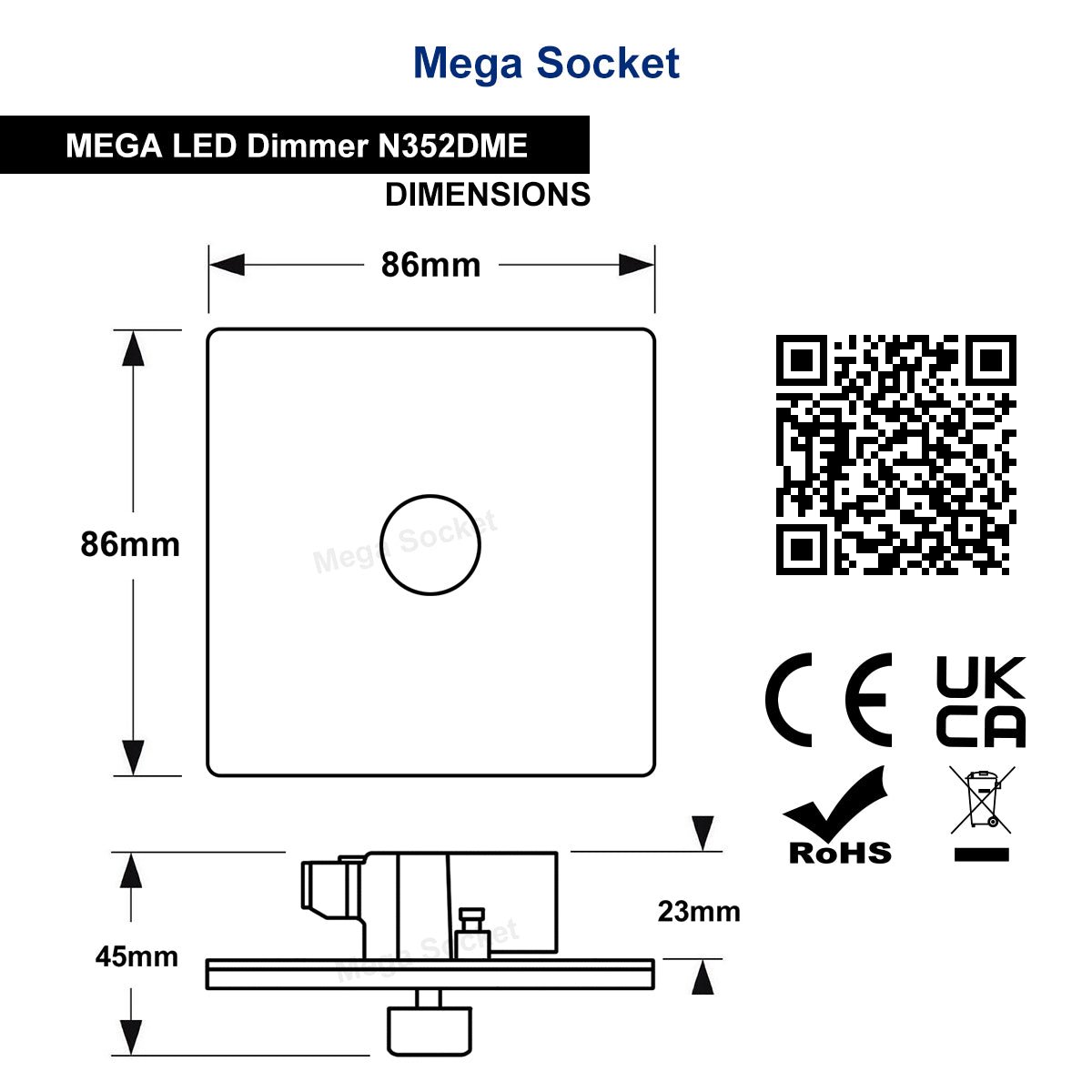 LED Dimmer Switch 1 Gang Brushed Chrome Screwless Finish Single Pole 100w - Energy Light Bulbs - Free delivery on all orders