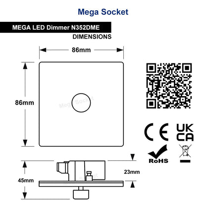 LED Dimmer Switch 1 Gang Brushed Chrome Screwless Finish Single Pole 100w - Energy Light Bulbs - Free delivery on all orders
