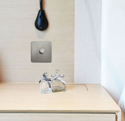 LED Dimmer Switch 1 Gang Brushed Chrome Screwless Finish Single Pole 100w - Energy Light Bulbs - Free delivery on all orders