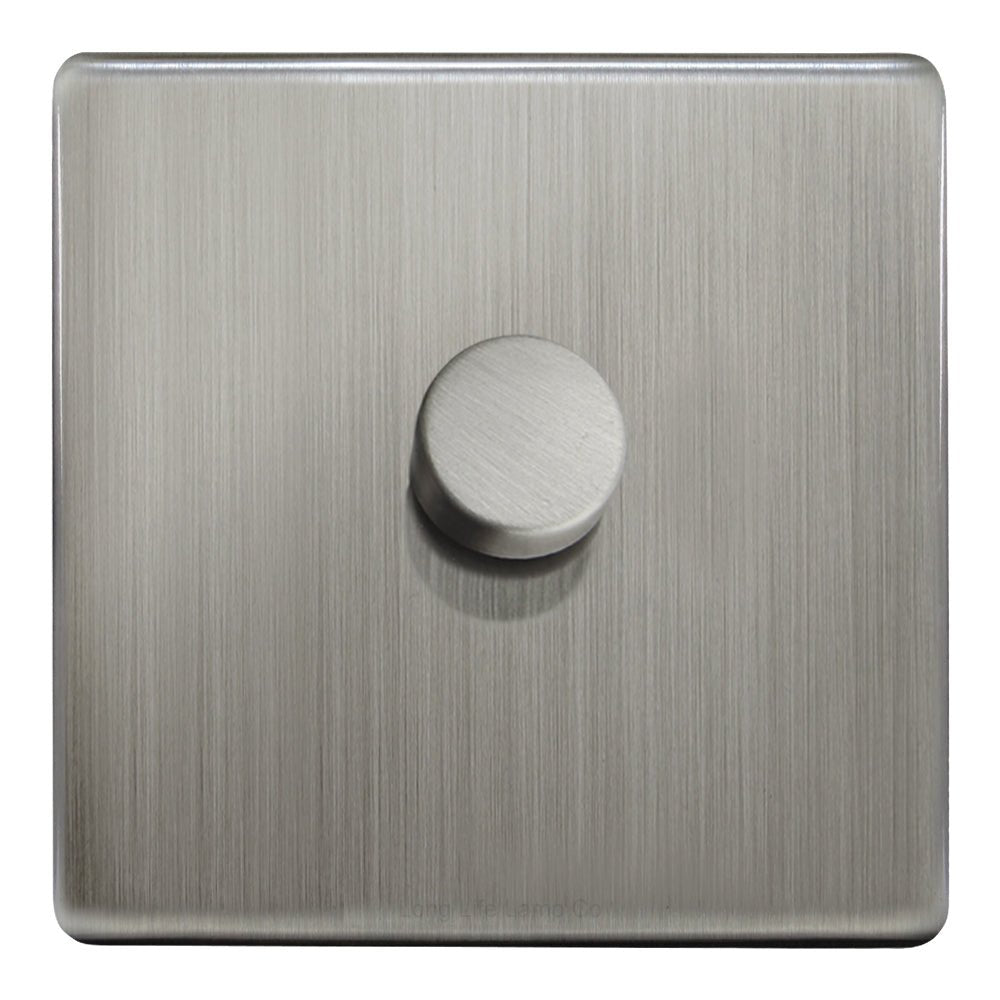 LED Dimmer Switch 1 Gang Brushed Chrome Screwless Finish Single Pole 100w - Energy Light Bulbs - Free delivery on all orders