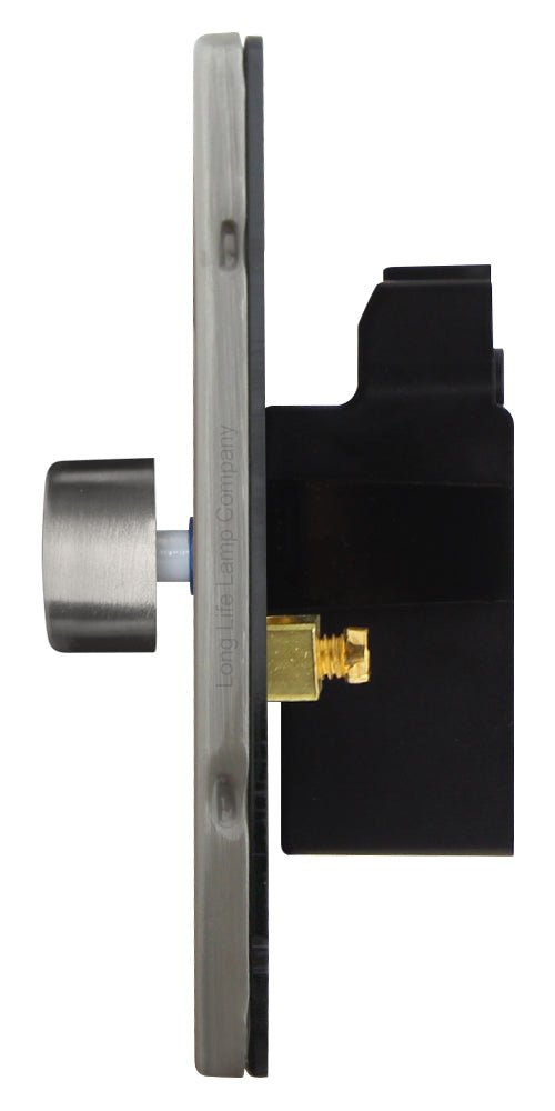 LED Dimmer Switch 1 Gang Brushed Chrome Screwless Finish Single Pole 100w - Energy Light Bulbs - Free delivery on all orders