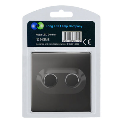 LED Dimmer Switch 2 Gang Black Nickel 800w 400w x 2 Single Pole Screwless - Energy Light Bulbs - Free delivery on all orders