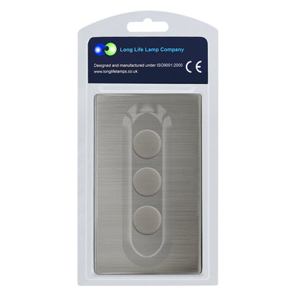 LED Dimmer Switch 3 Gang 1500w Brush Chrome Gloss - Energy Light Bulbs - Free delivery on all orders