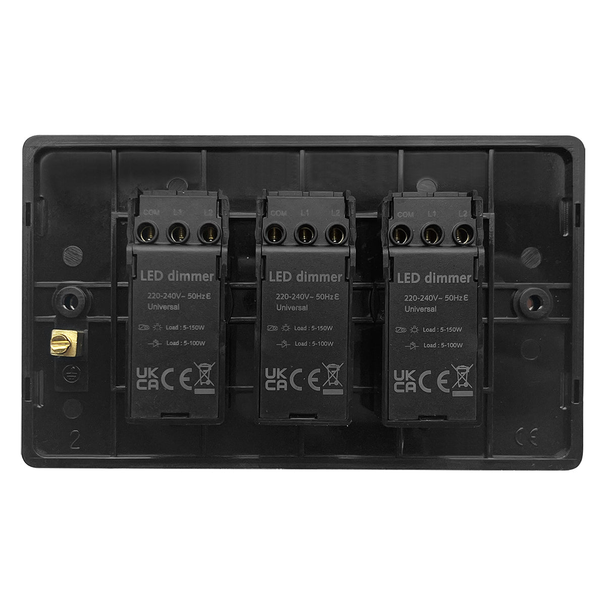 LED Dimmer Switch 3 Gang 1500w Brush Chrome Gloss - Energy Light Bulbs - Free delivery on all orders