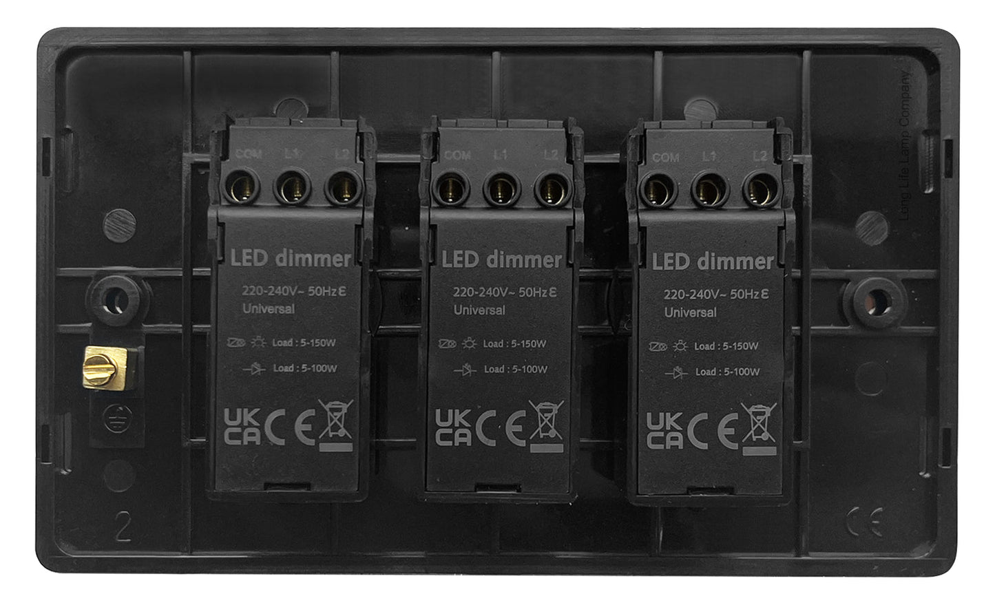 LED Dimmer Switch 3 Gang Black Nickel 300w 100w x 3 Screwless Plate Finish - Energy Light Bulbs - Free delivery on all orders