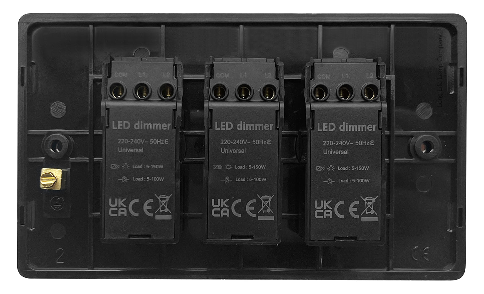 LED Dimmer Switch 3 Gang Black Nickel 300w 100w x 3 Screwless Plate Finish - Energy Light Bulbs - Free delivery on all orders