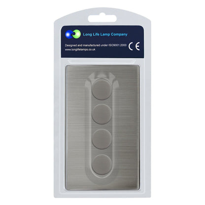 LED Dimmer Switch 4 Gang Gloss Brush Chrome 400w 100w x 4 Screwless Plate Finish - Energy Light Bulbs - Free delivery on all orders