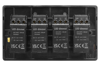 LED Dimmer Switch Black Nickel 400w 4 Gang 100w x 4 Screwless Plate Finish N358GME - Free delivery on all orders