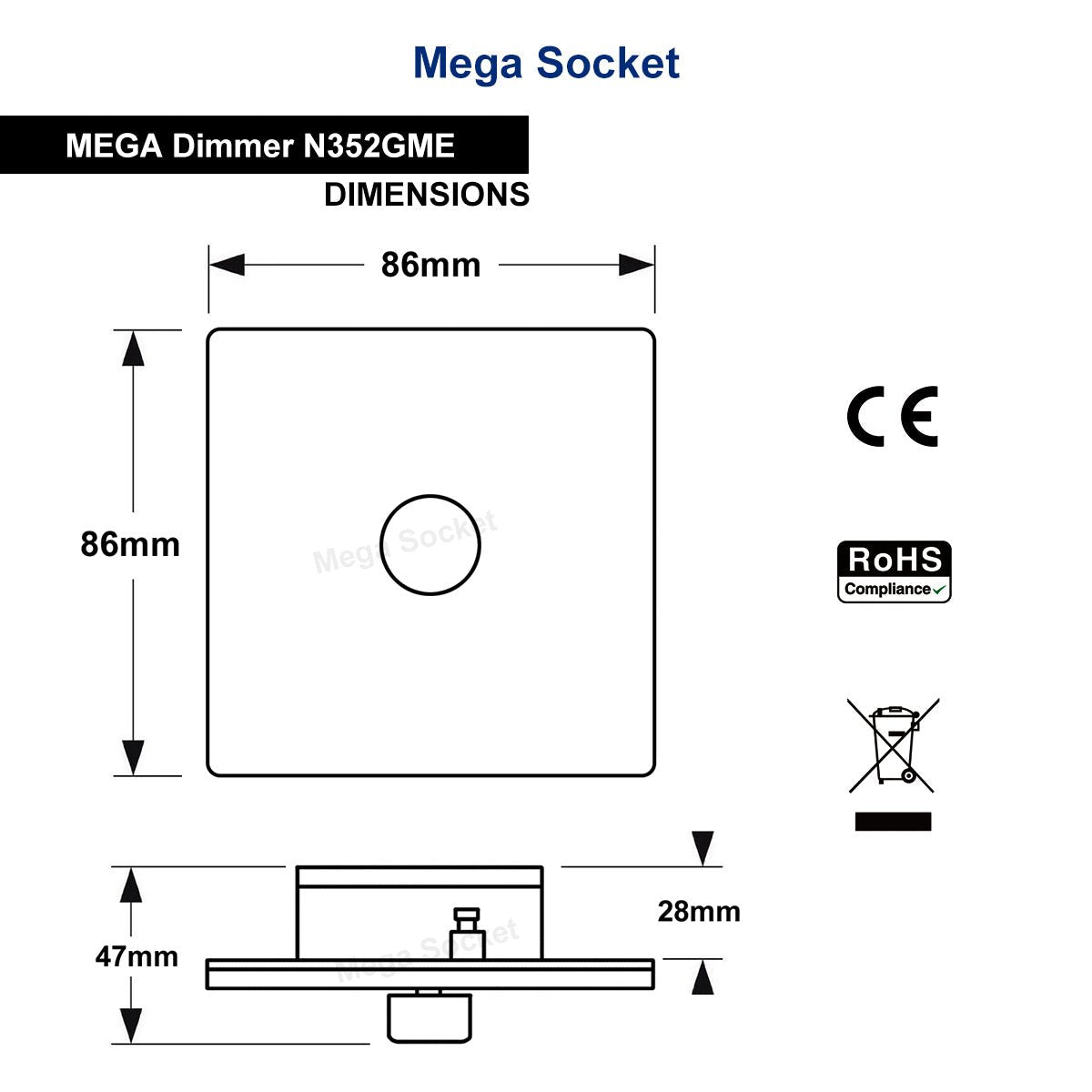 LED Dimmer Switch Black Nickel Screwless Finish 1 Gang Single Pole 100w - Energy Light Bulbs - Free delivery on all orders