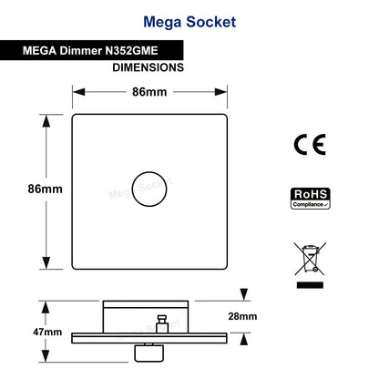 LED Dimmer Switch Black Nickel Screwless Finish 1 Gang Single Pole 100w - Energy Light Bulbs - Free delivery on all orders